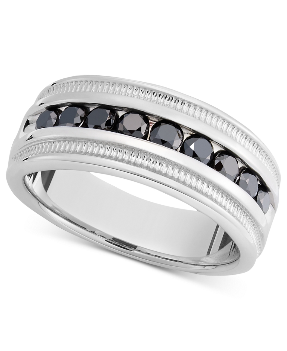 Mens Sterling Silver Ring, Black Diamond Band (1 ct. t.w.)   Rings   Jewelry & Watches