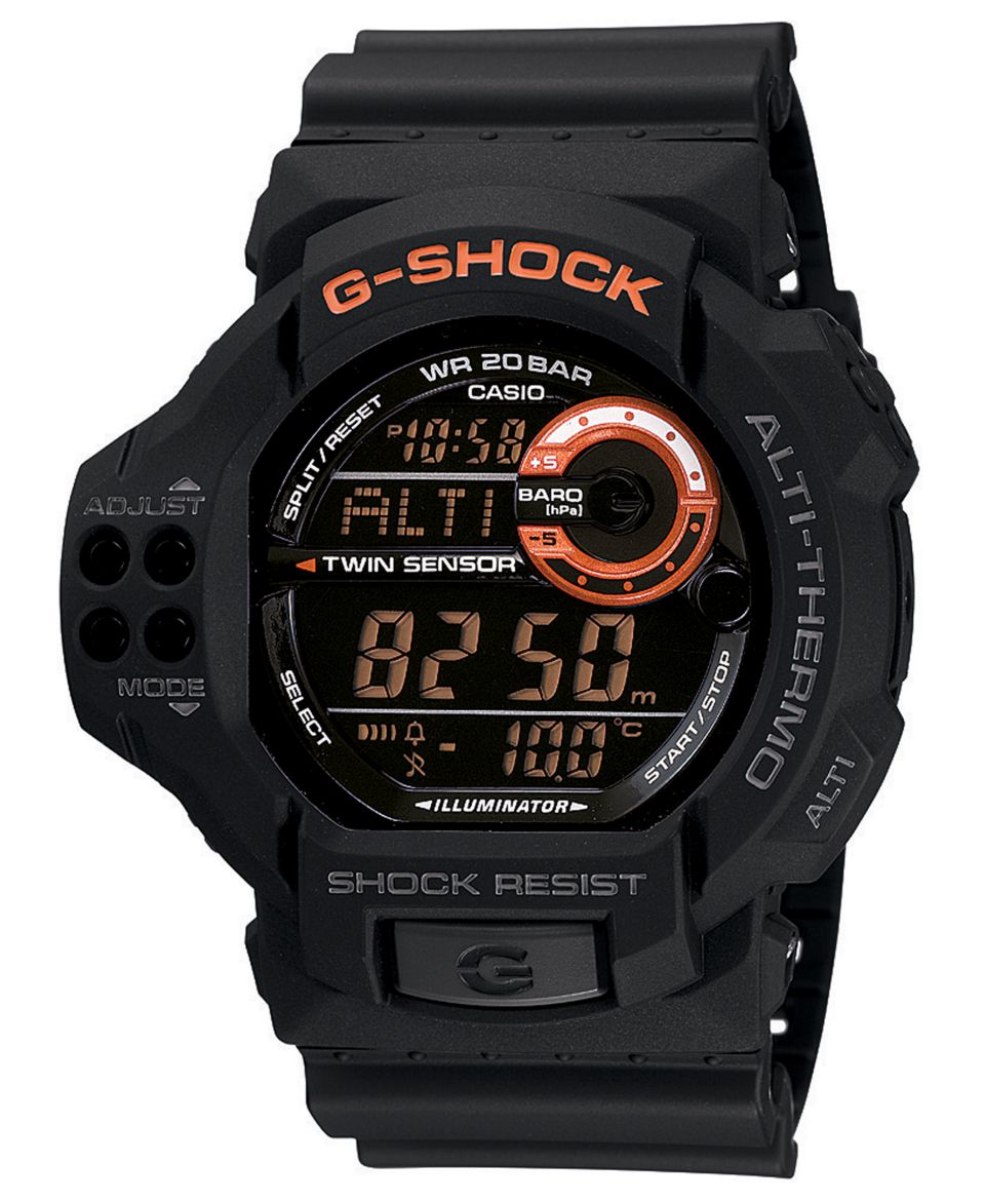 Shock Watch, Mens Black Resin Strap GDF100 1B