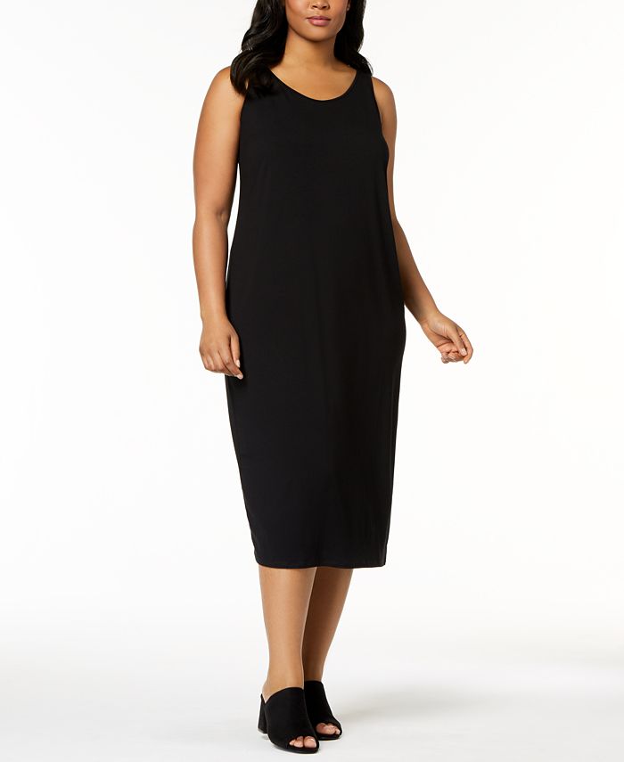 Eileen Fisher Plus Size Sleeveless Stretch Jersey Midi Dress & Reviews ...