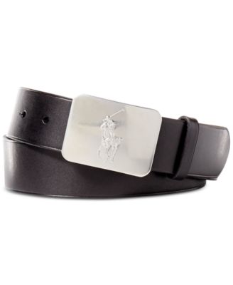 pony plaque leather belt