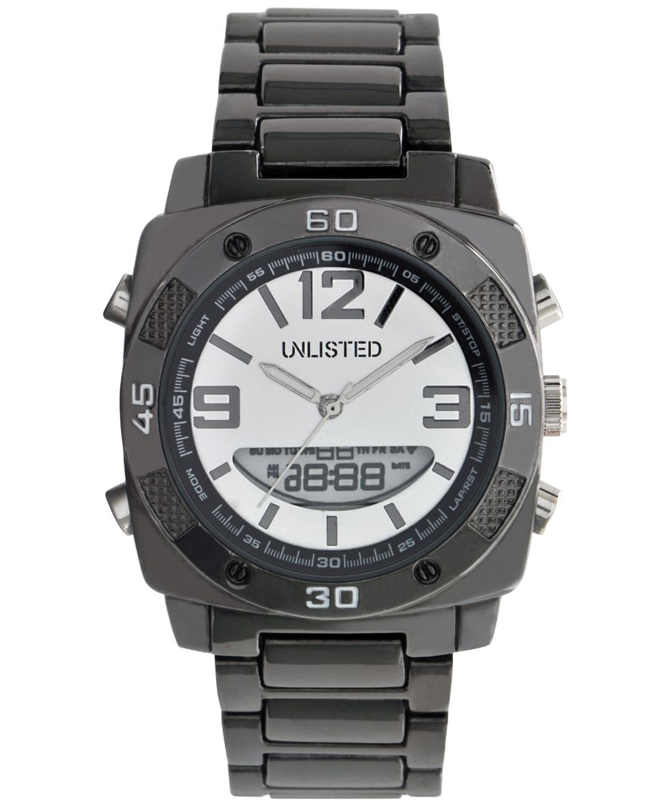 Unlisted Watch, Mens Analog Digital Gunmetal Plated Bracelet UL1069