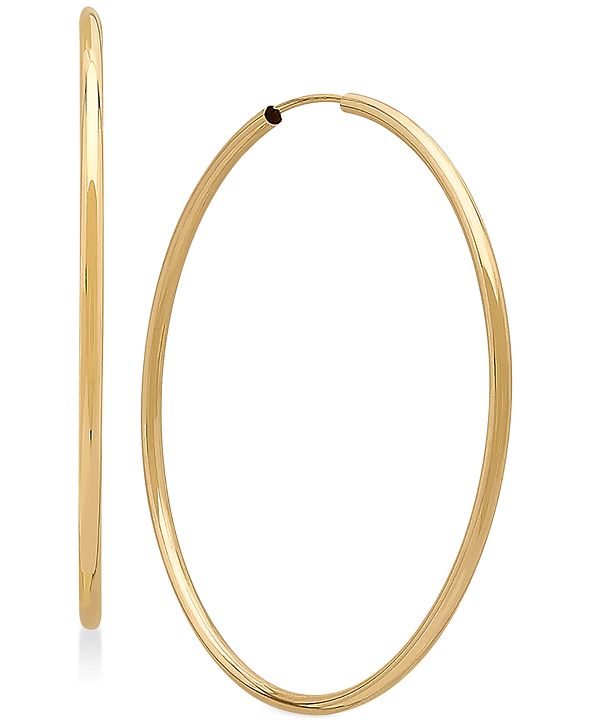 Macy's Polished Continuous Hoop Earrings in 14k Gold & Reviews - Earrings - Jewelry & Watches ...
