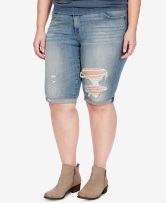 plus size ripped bermuda shorts
