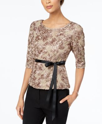 Alex Evenings Sequined Lace Top 