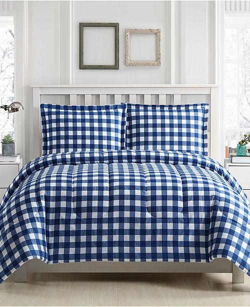 Ellison First Asia Gingham 3 Pc Reversible Full Queen Comforter Set Created For Macy S Reviews Bed In A Bag Bed Bath Macy S