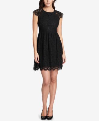 floral lace fit and flare dress