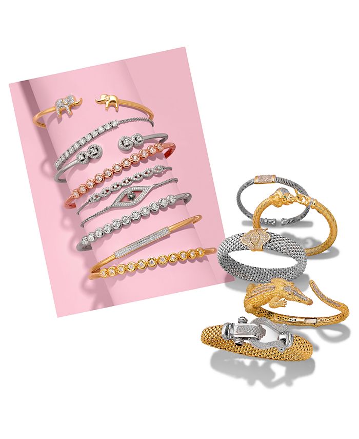 Macy's Diamond Mesh Bangle Bracelet in 14k Gold and Sterling Silver (1/