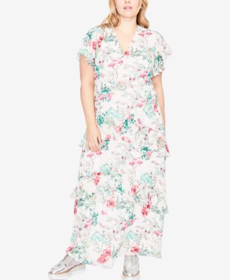 plus size flutter sleeve maxi dress