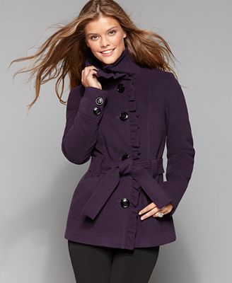 Steve Madden Coat, Ruffle Front Belted Trench Coat - Coats - Women - Macy's