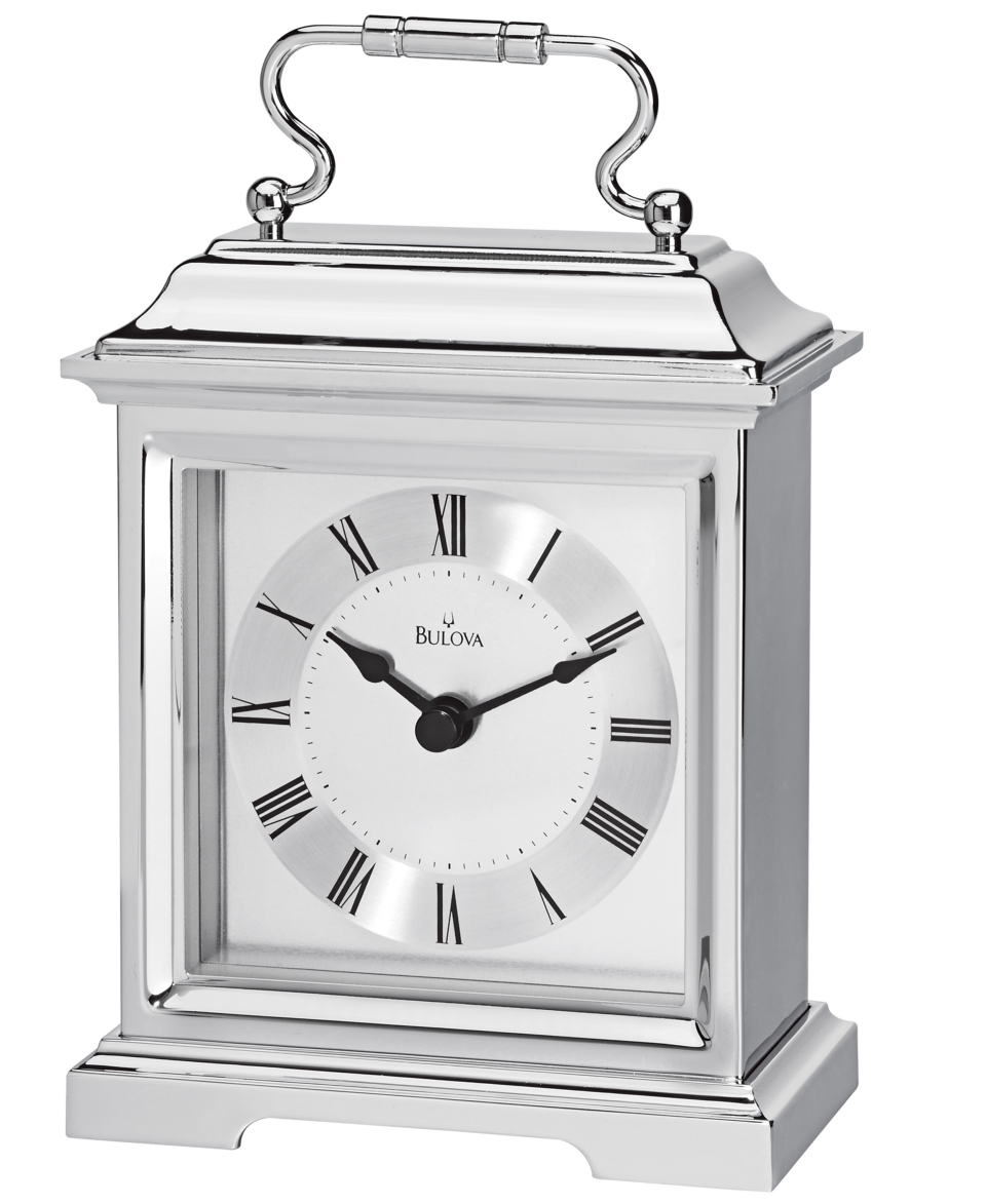 Bulova Clock, Silver Tone Carriage Tabletop B7471