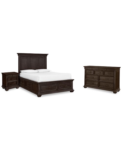 Furniture Hansen Storage Bedroom Furniture 3 Pc Set King Bed Nightstand And Dresser Created For Macy S Reviews Furniture Macy S