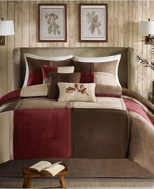 Madison Park Jackson Blocks Faux Suede 7 Pc Queen Comforter Set Reviews Bed In A Bag Bed Bath Macy S