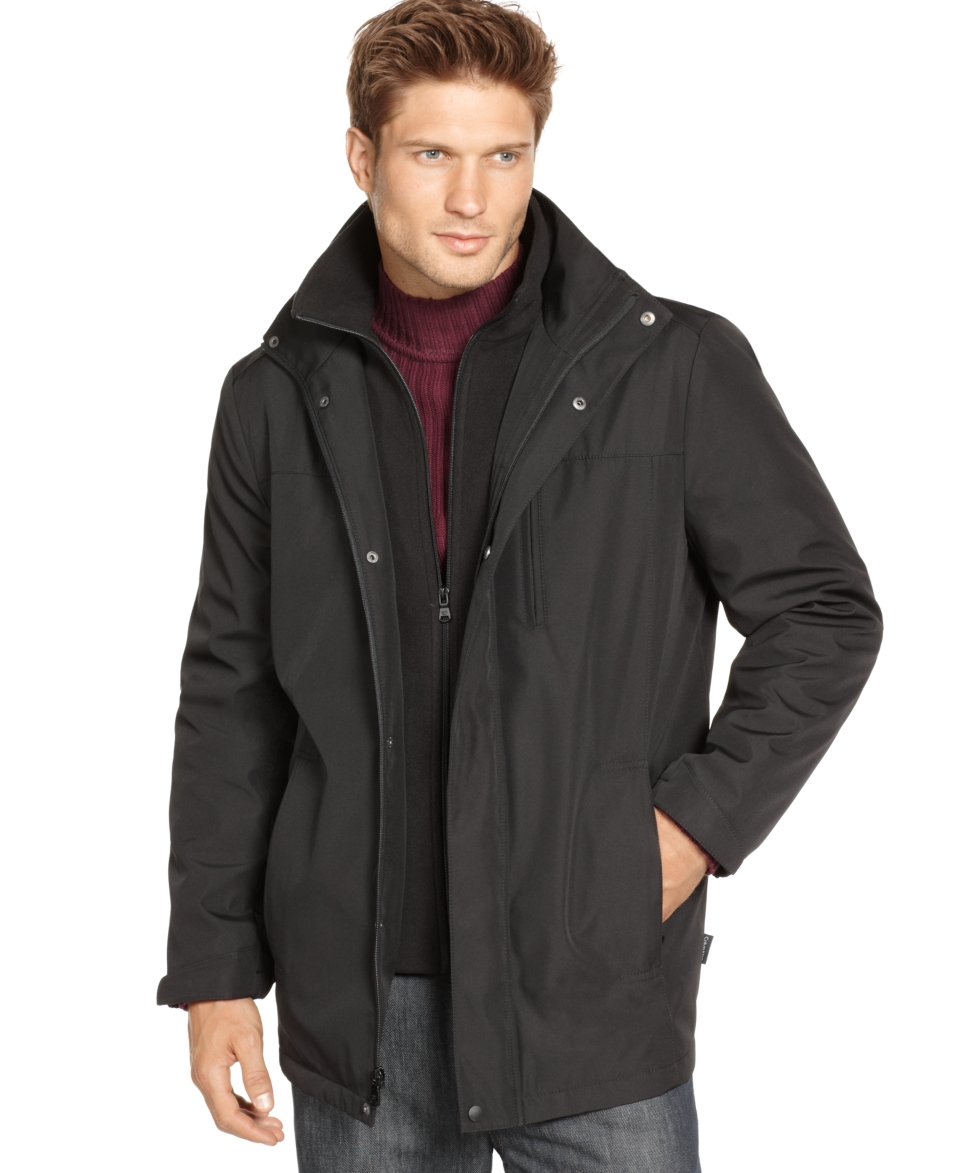 Calvin Klein Jacket, Hooded Water Resistant Raincoat   Mens Coats