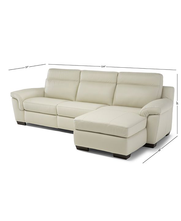Furniture Julius II 3Pc. Leather Sectional Sofa With 1 Power Recliner