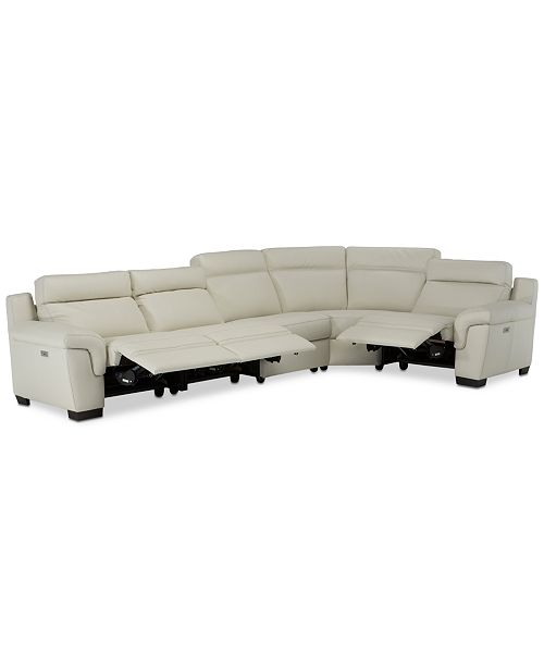 Furniture Julius Ii 5 Pc Leather Sectional Sofa With 3 Power Recliners Power Headrests Usb Power Outlet Created For Macy S Reviews Furniture Macy S