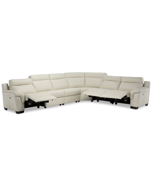 Furniture Julius Ii 6 Pc Leather Sectional Sofa With 3 Power Recliners Power Headrests Usb Power Outlet Created For Macy S Reviews Furniture Macy S