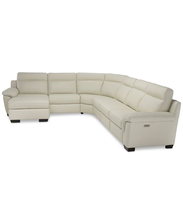 Furniture Julius II 6Pc. Leather Chaise Sectional Sofa With 1 Power