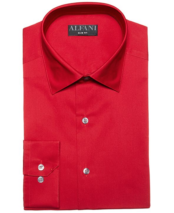 Alfani Men's Slim-Fit Performance Stretch Easy-Care Solid Dress Shirt ...