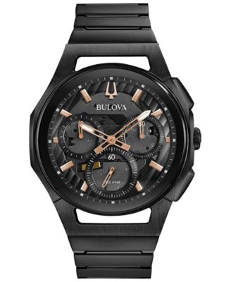 bulova black stainless steel watch
