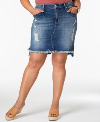 plus size denim skirt outfits