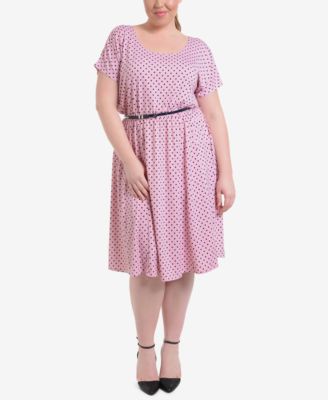 plus size pink polka dot dress