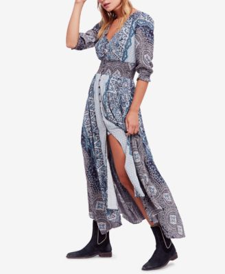 free people mexicali rose printed smocked maxi dress