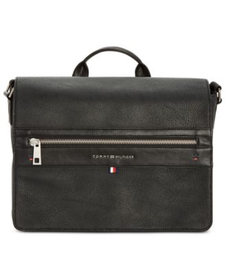 tommy hilfiger leather messenger bag