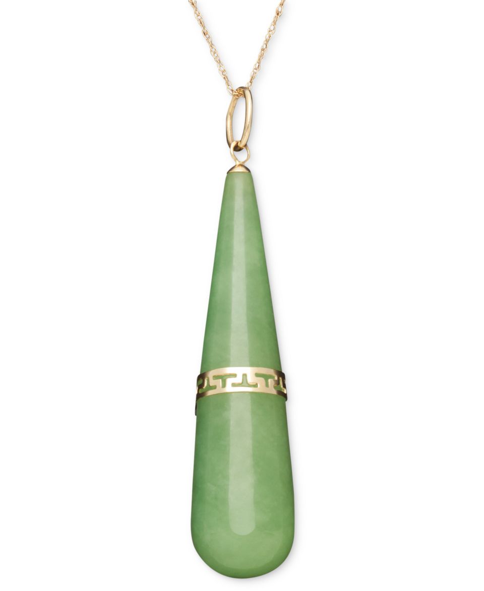 14k Gold Necklace, Jade (8 18mm) and Peridot (1 ct. t.w.) Teardrop