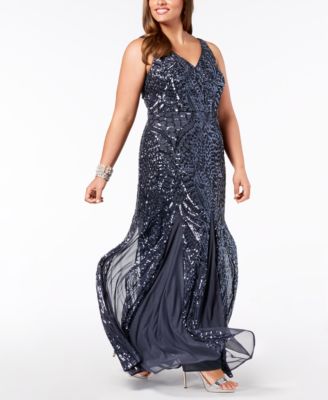 plus size sequin mesh dress