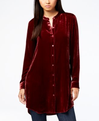 eileen fisher long velvet shirt