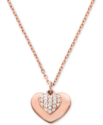 michael kors heart necklace rose gold