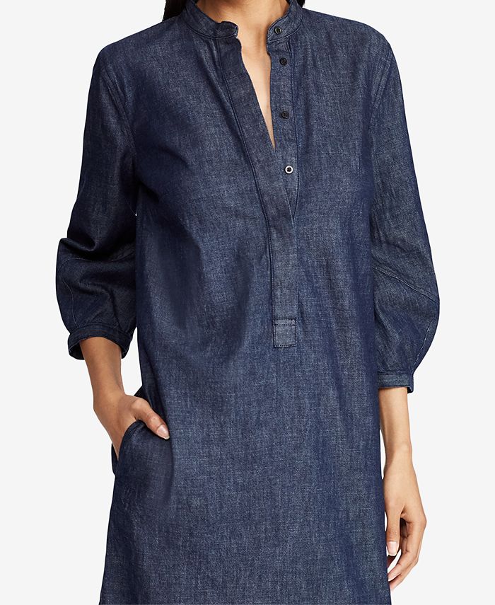 Lauren ralph lauren denim cotton shift dress on sale