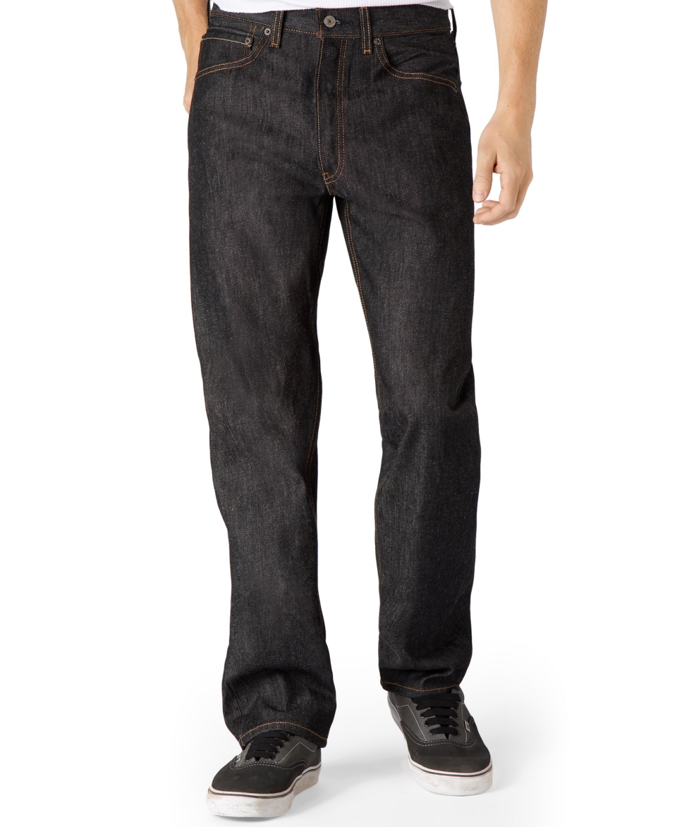 Levis Big and Tall 501 Original Shrink to Fit Black Rigid Jeans   Jeans   Men