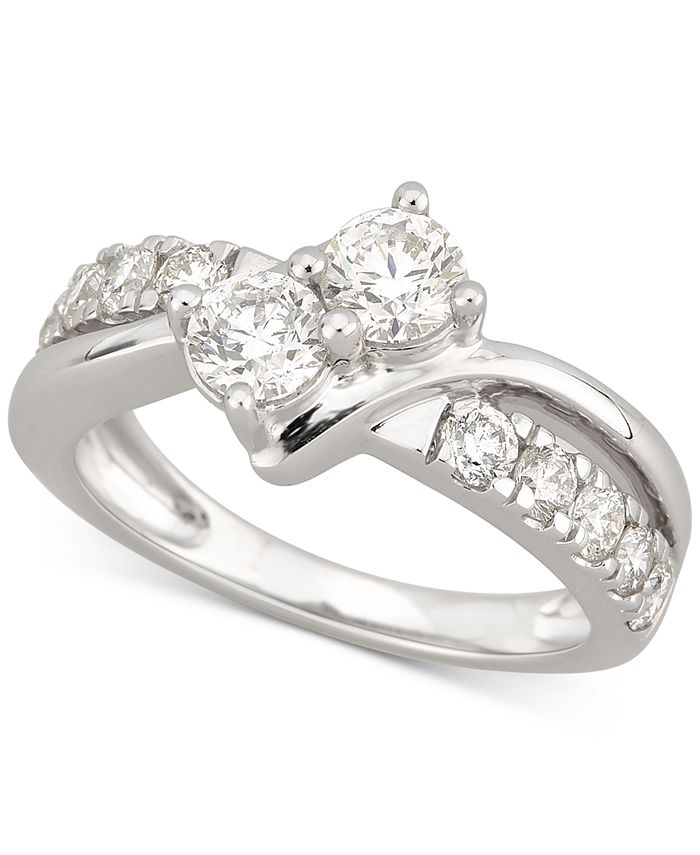 Two Souls One Love Diamond Two Stone Engagement Ring 1 1 2 Ct T W In 14k White Gold Reviews Rings Jewelry Watches Macy S