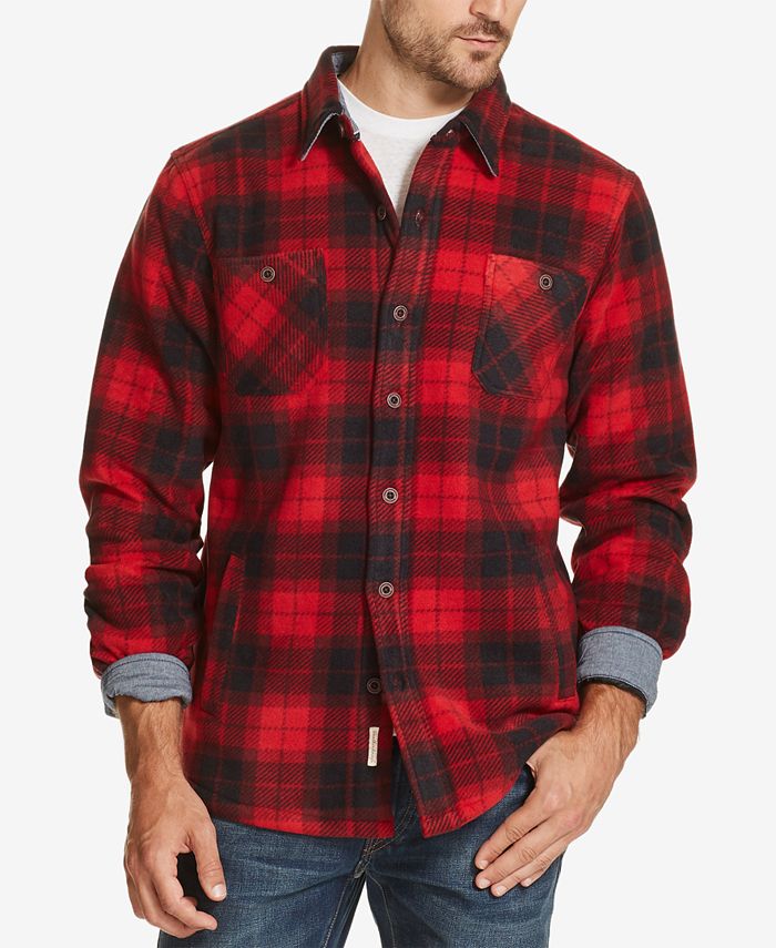 Weatherproof Vintage Men's Plaid Fleece-Lined Shirt Jacket, Created for ...