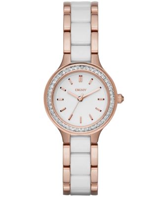 dkny white and gold watch