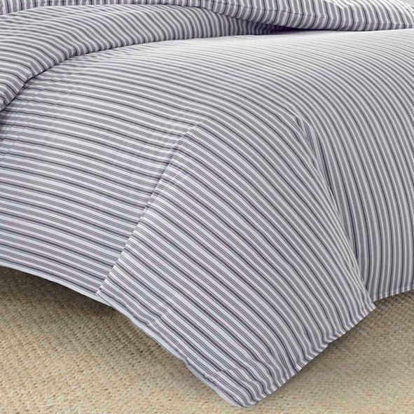 Nautica Coleridge Stripe Queen Charcoal Duvet Bonus Set & Reviews Duvet Covers Bed & Bath