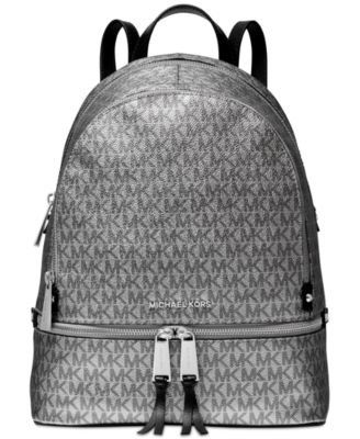 michael kors metallic signature rhea zip backpack