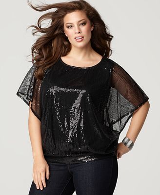 Style&co. Plus Size Top, Short Sleeve Sequined Banded Hem - Tops - Plus ...