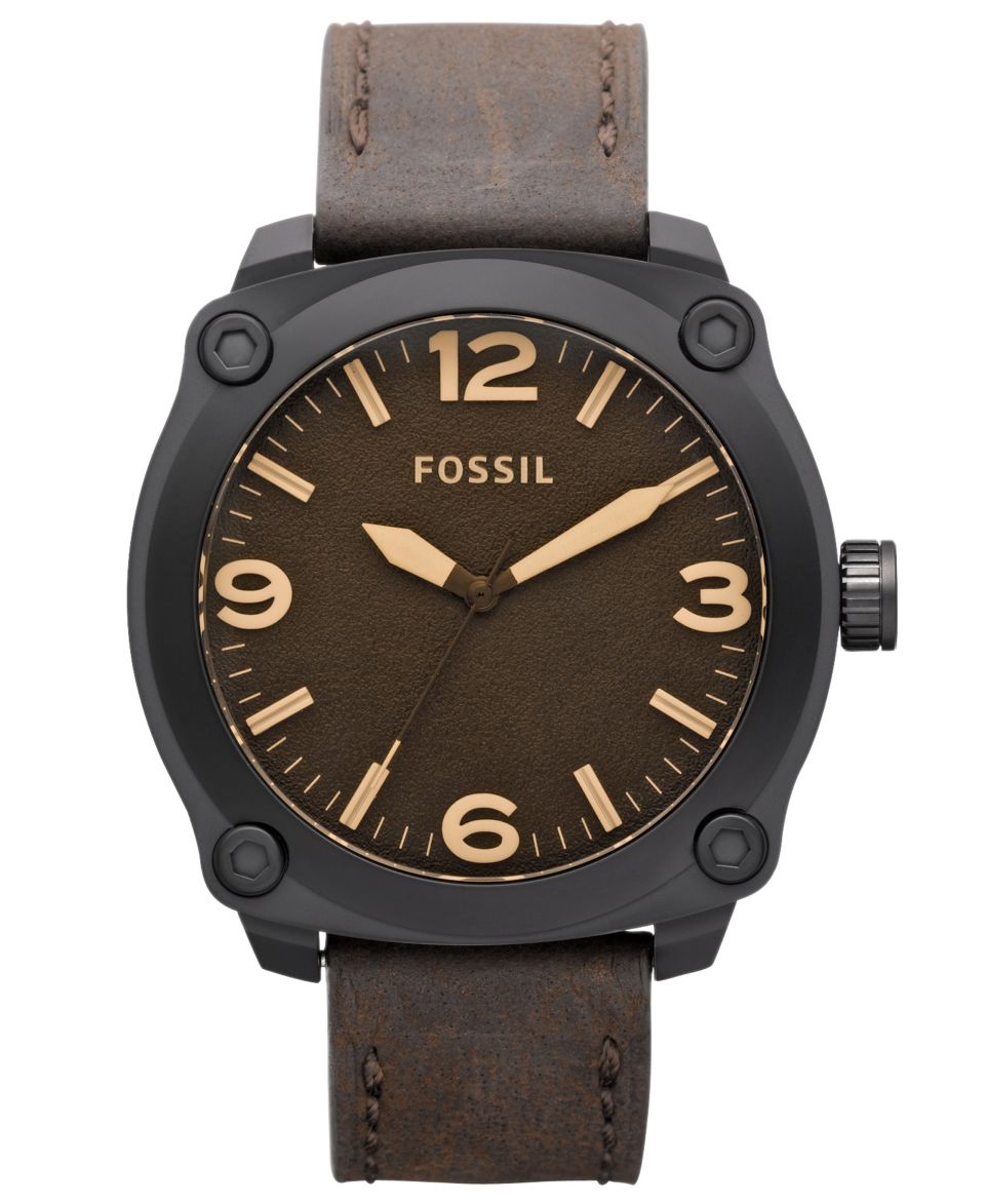 Fossil Watch, Mens Dark Brown Leather Strap 47mm JR1339
