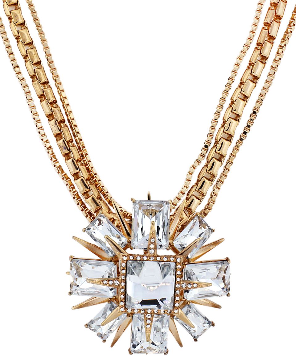 Vince Camuto Necklace, Rose Gold Tone Crystal Pendant   Fashion Jewelry   Jewelry & Watches