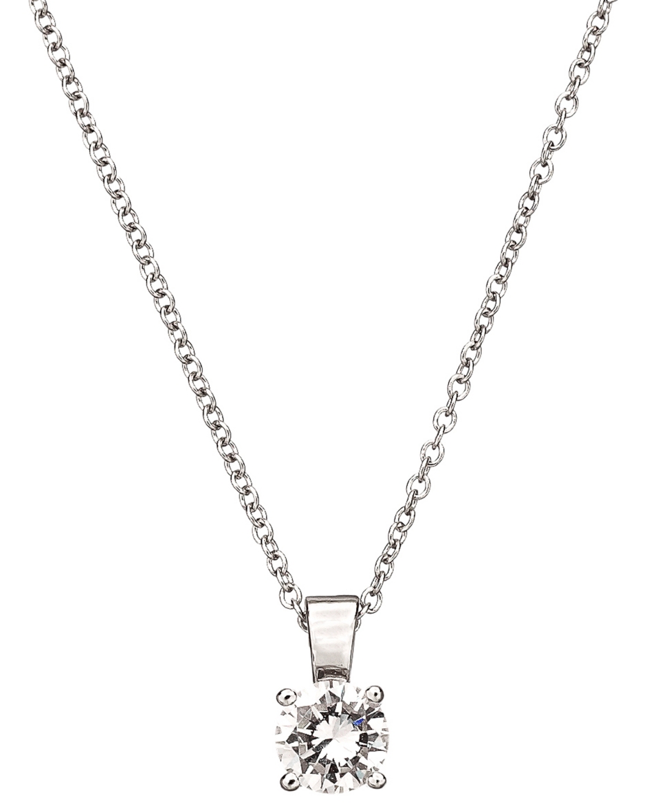 CRISLU Childrens Necklace, Princess Cut Clear Cubic Zirconia Pendant