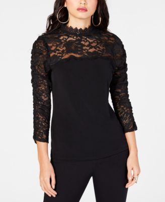 macy's black lace top