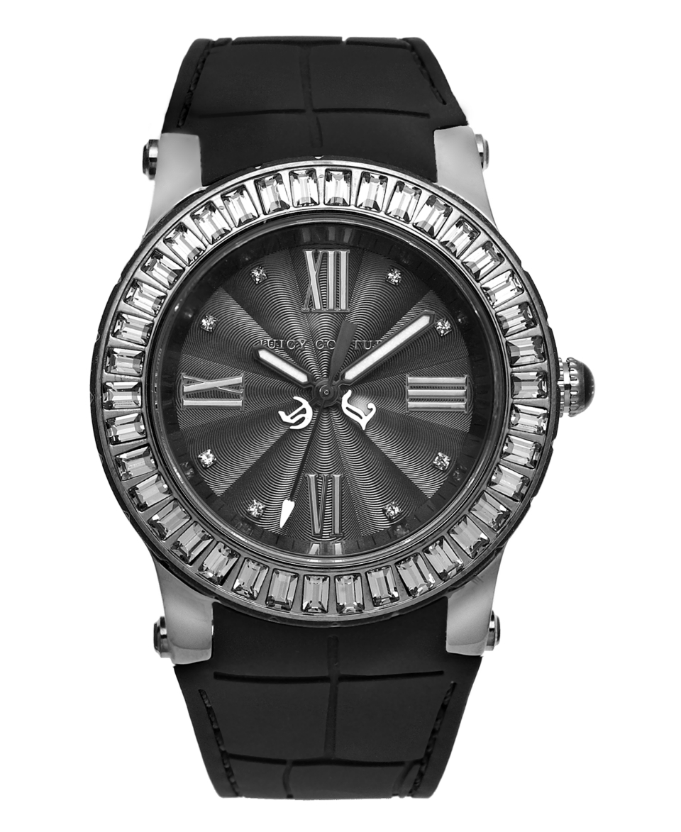 Juicy Couture Watch, Womens HRH Black Embossed Rubber Strap 38mm 