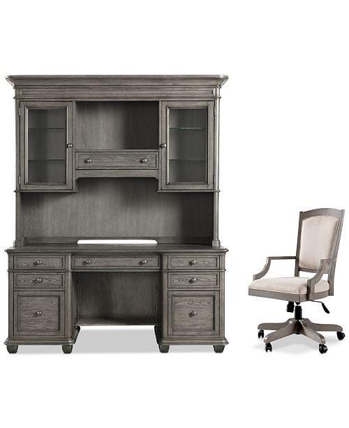 Furniture Sloane Home Office 3 Pc Set Credenza Hutch Upholstered Desk Chair Reviews Furniture Macy S