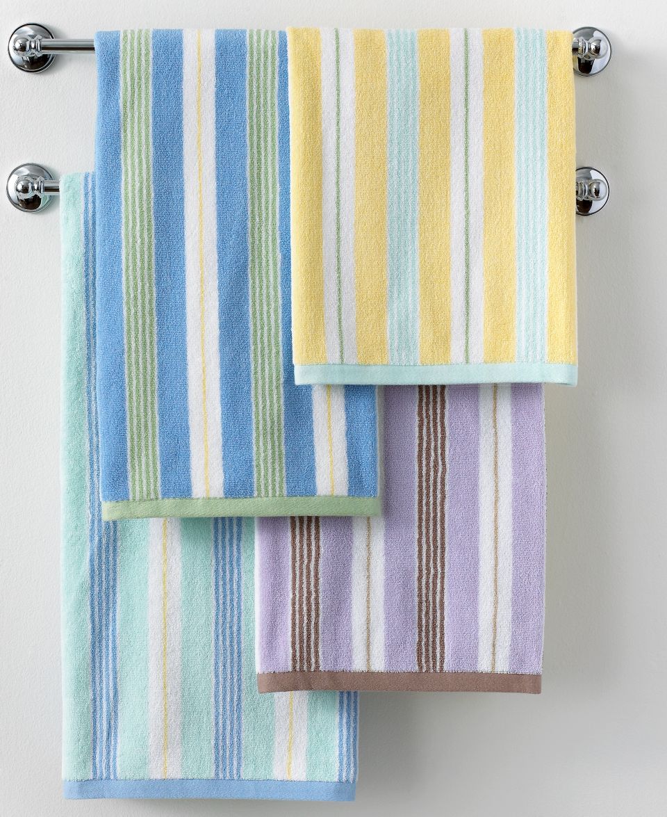 Stewart Collection Bath Towels, Plush Stripe 13 Square Washcloth