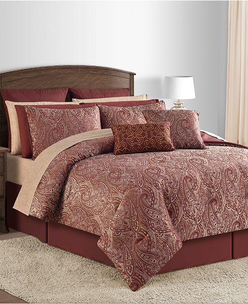 Sunham Malia 20 Pc Burgundy Comforter Sets Reviews Bed In A Bag Bed Bath Macy S