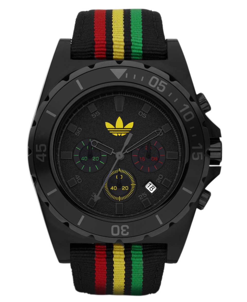 adidas Watch, Mens Chronograph Stockholm Multi Striped Nylon Strap