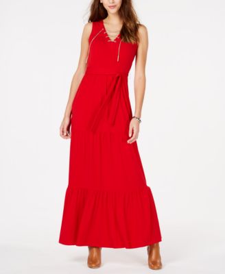 michael kors chain lace up maxi dress