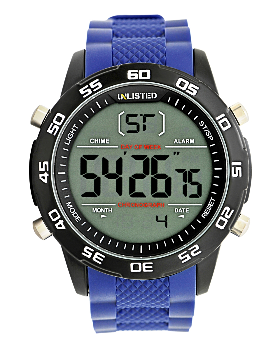 Unlisted Watch, Mens Digital Blue Rubber Strap 49mm UL1207   All